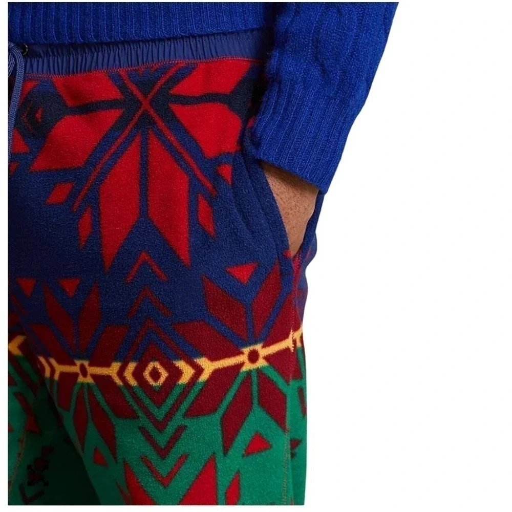 Polo Ralph Lauren Fleece Lounge Pant Festive Holiday Red Green Blue L Nwot  $248